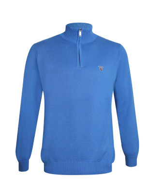 face du Pull col zip homme CARBUN Otago bleu ocean