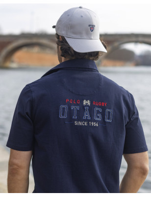 Polo Kerbun manches courtes Otago rugby marine pour homme modèle de dos