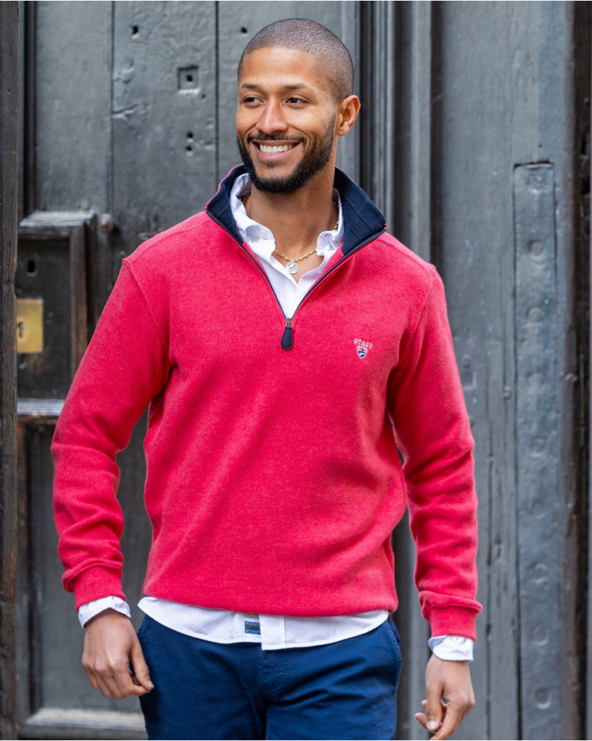 24SW7 SWEAT COL ZIP OTAGO CORAIL