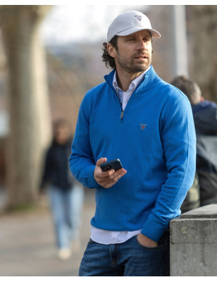25 CARBUN PULL COL ZIP OTAGO BLEU OCEAN