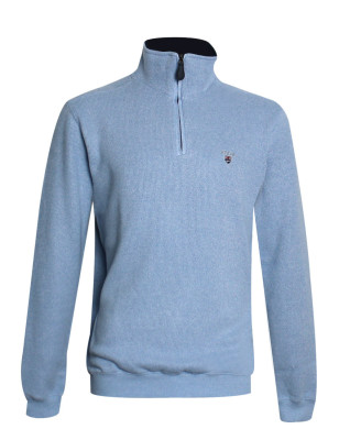 face Sweat homme col zip fermé 24SW7 Otago rugby bleu pastel