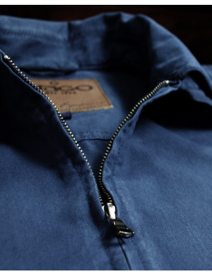 détail du col du Blouson Brookly en Toile Otago Rugby indigo marine ouvert pour Homme