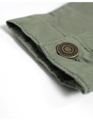 bouton métallique gravé du blouson Brookly kaki