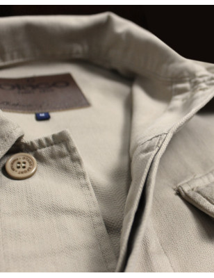 col de la Veste Toile Boutonnée Ohio Otago Rugby beige pour Homme