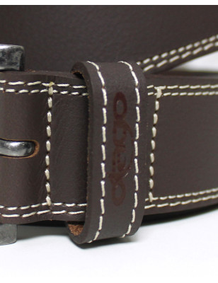 La Ceinture Cazanime Otago en cuir marron fabriquée en France