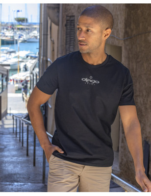 Tee shirt PIENA Otago rugby noir coton Bio pour homme