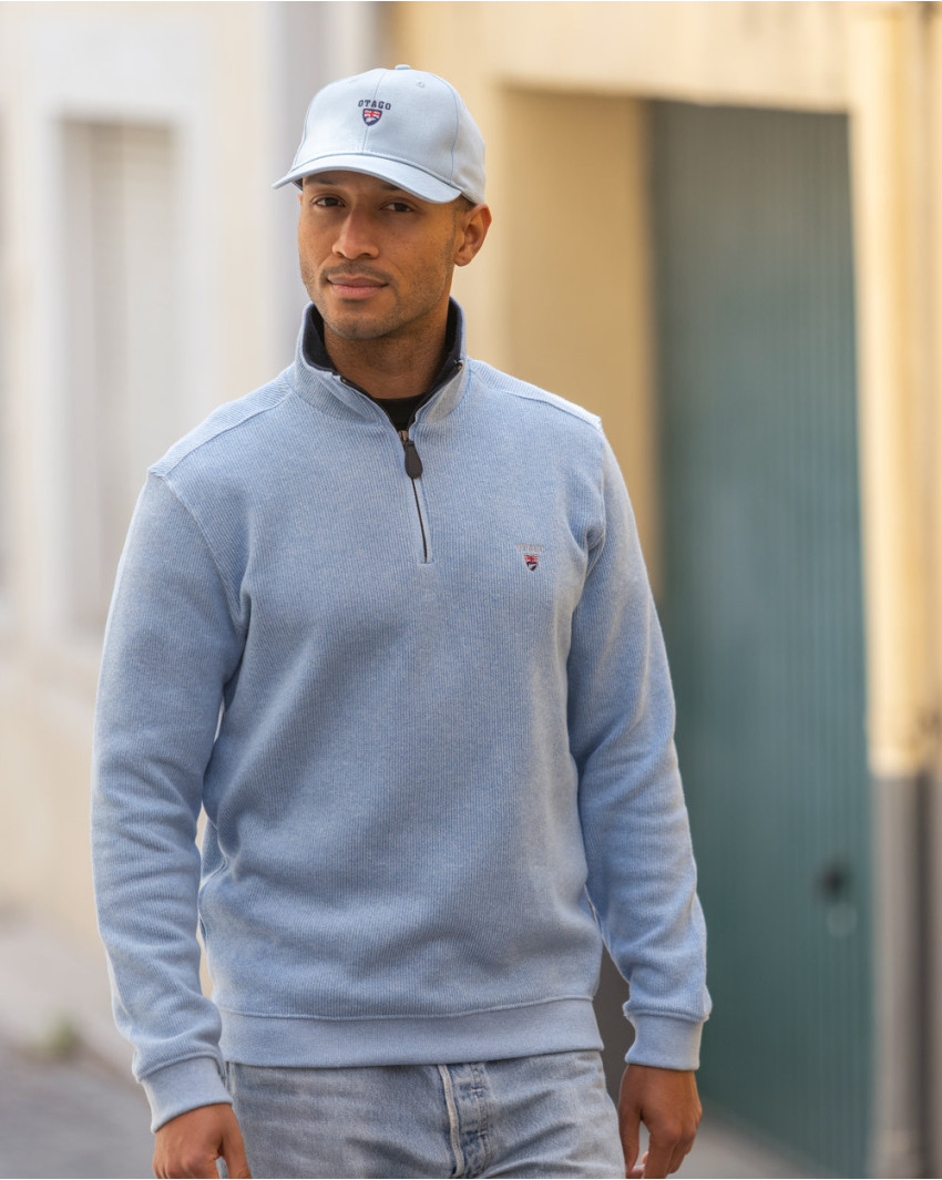24SW7 SWEAT COL ZIP OTAGO BLEU PASTEL