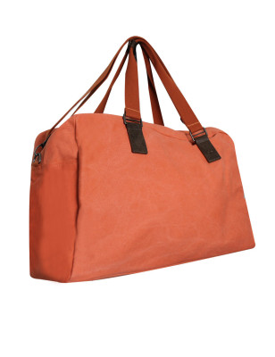 SAC TRAVEL 48H OTAGO ORANGE en toile coton et lanières cuir