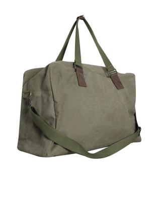 SAC TRAVEL 48H OTAGO Kaki en toile coton et lanières cuir