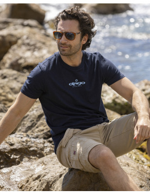 Tee-shirt Tikisphere Otago rugby marine coton Bio pour homme