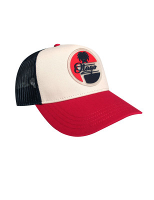 Casquette Silcap Otago rugby écru rouge et marine de profil