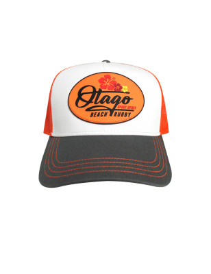 Casquette Beachcap Otago rugby écru gris et orange de face