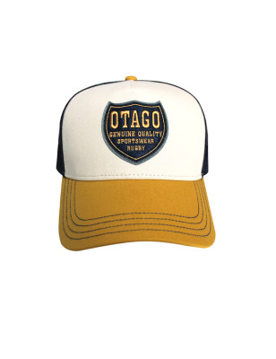 Casquette Qualicap Otago rugby écru ocre et marine de face