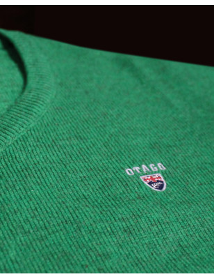 détail du Pull col V vert Buenos Aires Otago rugby pour homme