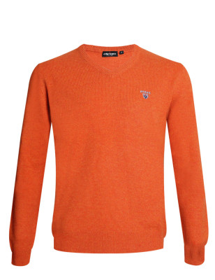Pull Buenos Aires col V Otago orange pour homme