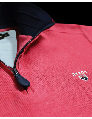 détail du Sweat homme col zip 24SW7 Otago rugby corail