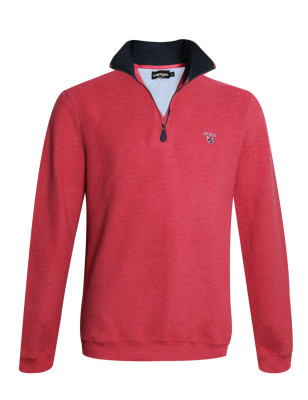 face du Sweat homme col zip 24SW7 Otago rugby corail