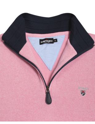 col du Sweat homme col zip 24SW7 Otago rugby rose