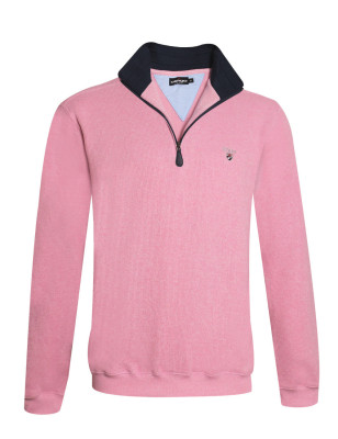 Sweat homme col zip 24SW7 Otago rugby rose