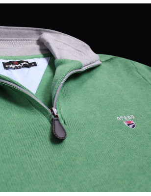 Sweat homme col zip 24SW7 Otago rugby vert
