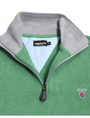 Sweat homme col zip 24SW7 Otago rugby vert