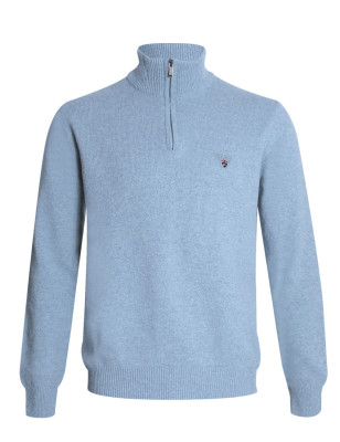Pull col zippé bleu ciel Buenos Aires Otago pour homme