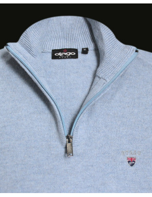 col zippé du pull bleu ciel Buenos Aires Otago pour homme
