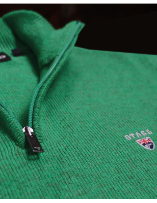 détail du col zippé du Pull vert Buenos Aires Otago pour homme
