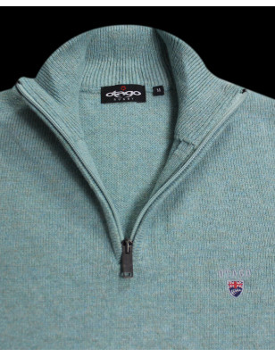 col zippé du Pull Buenos Aires Otago vert clair chiné pour homme