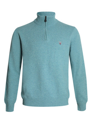 Pull Buenos Aires col zip Otago vert clair chiné pour homme