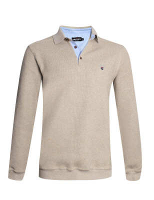 Polo manches longues pour homme 25POML1 Otago rugby beige