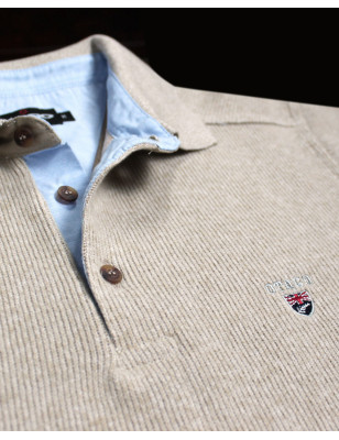 détail du Polo manches longues pour homme 25POML1 Otago rugby beige