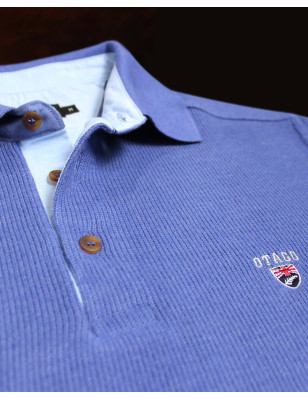 détail du Polo manches longues pour homme 25POML1 Otago rugby bleu lavande