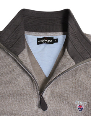 col du Sweat homme col zip 24SW7 Otago rugby beige