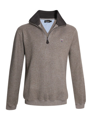 face du Sweat homme col zip 24SW7 Otago rugby beige