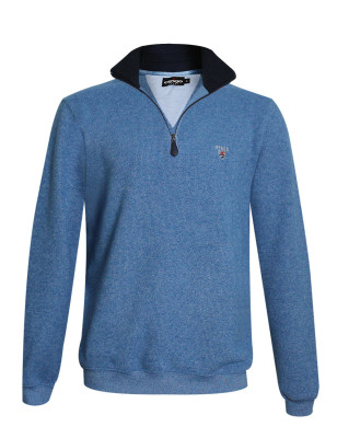 face du Sweat col zip 24SW7 Otago rugby bleu ciel chiné pour homme