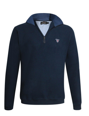 face du Sweat col zip 24SW7 Otago rugby bleu marine pour homme