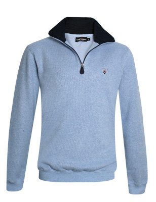 face du Sweat homme col zip 24SW7 Otago rugby bleu pastel