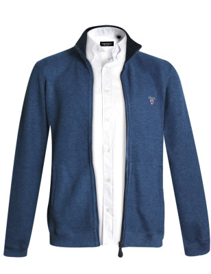 tenue avec le Sweat zip 25SW7 Otago rugby bleu denim pour homme