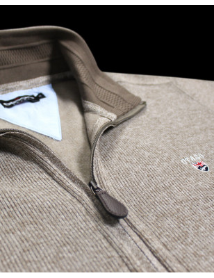 détail de col du Sweat zip 25SW7 Otago rugby beige pour homme