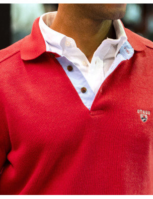 détail du Polo manches longues pour homme 25POML1 Otago rugby corail