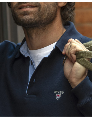 détail du Polo manches longues pour homme 25POML1 Otago rugby bleu marine