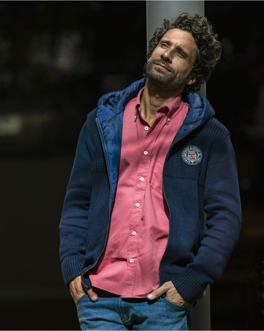 25 STEEVE GILET ZIP CAPUCHE OTAGO BLEU MARINE