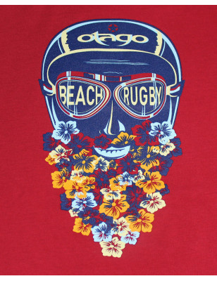 graphisme du Tee-shirt Caskabarb Otago rugby bordeaux hibiscus pour homme