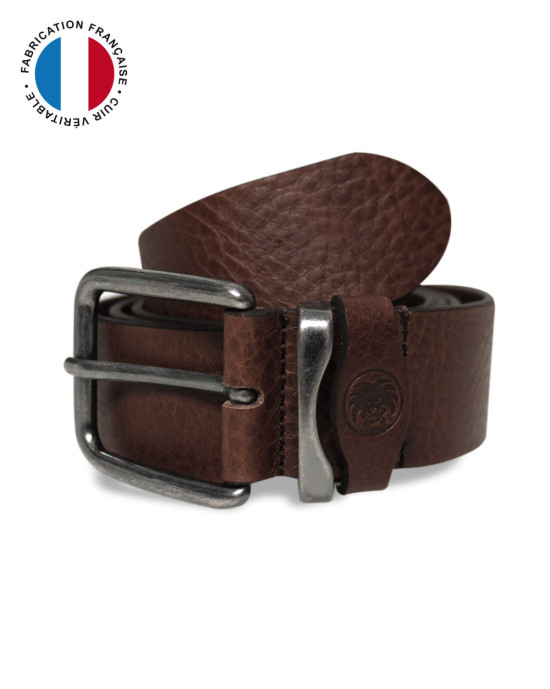 Ceinture Canubby Otago en cuir cognac fabriquée en France