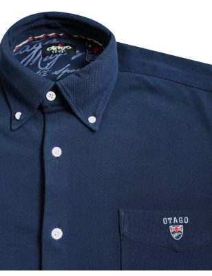 col de la Chemise manches longues homme Dakota Otago bleu marine