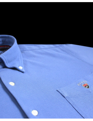 détail de la Chemise manches longues homme Dakota Otago bleu royal