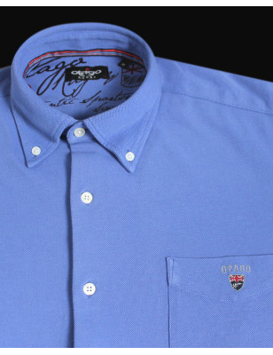 col de la Chemise manches longues homme Dakota Otago bleu royal