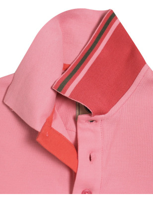 revers double liseré du col du Polo manches courtes rose powder pink pour homme Bota Otago rugby