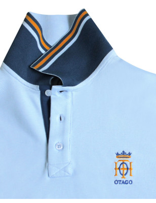 revers du col du Polo manches courtes bleu provence pour homme Bota Otago rugby